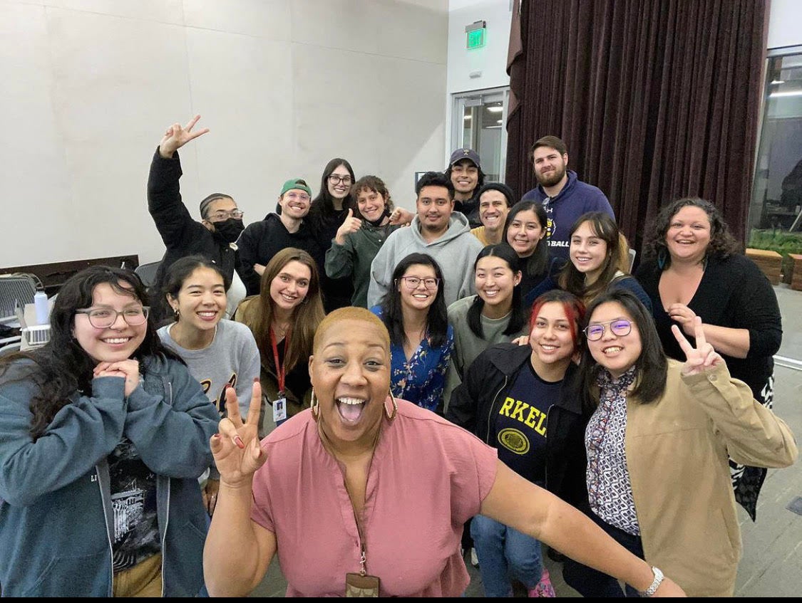 Group selfie of graduate students and faculty adviser Fatimah Nadiyyah Salahuddin