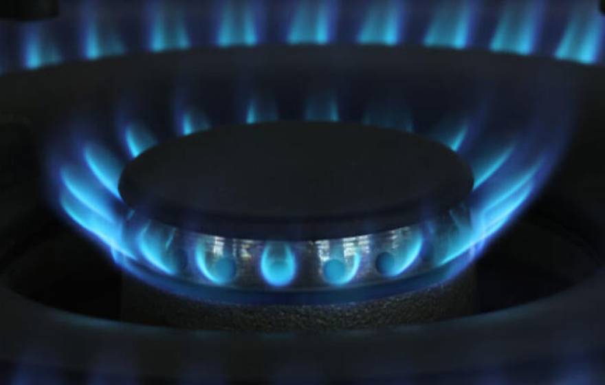 Gas stove burner on