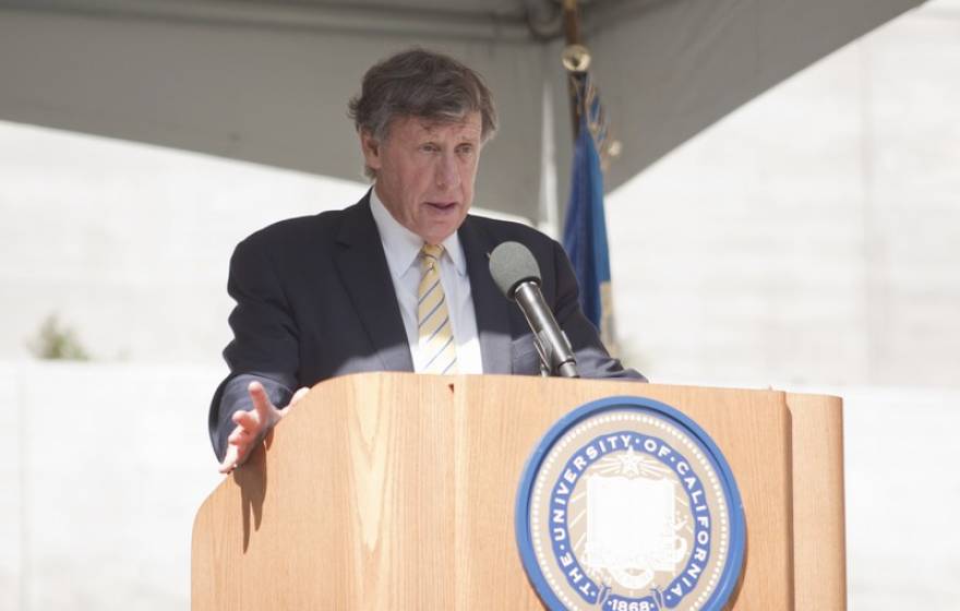 UC Regent Richard Blum at a UC podium